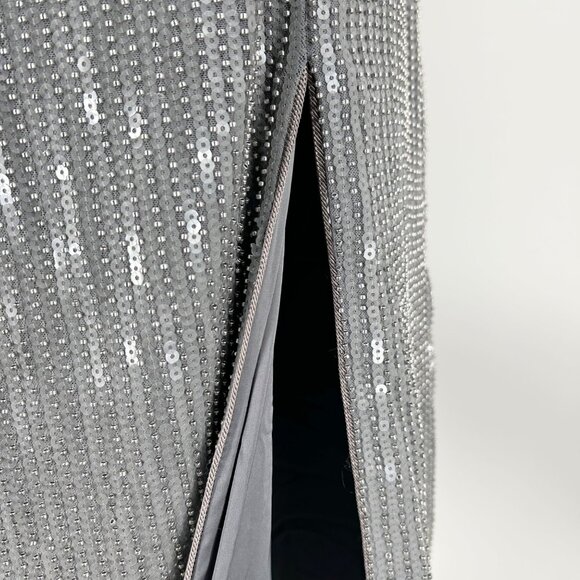 NWT Rasario Silver Sequin Embellished Square Neck Maxi Gown - Picture 5 of 10